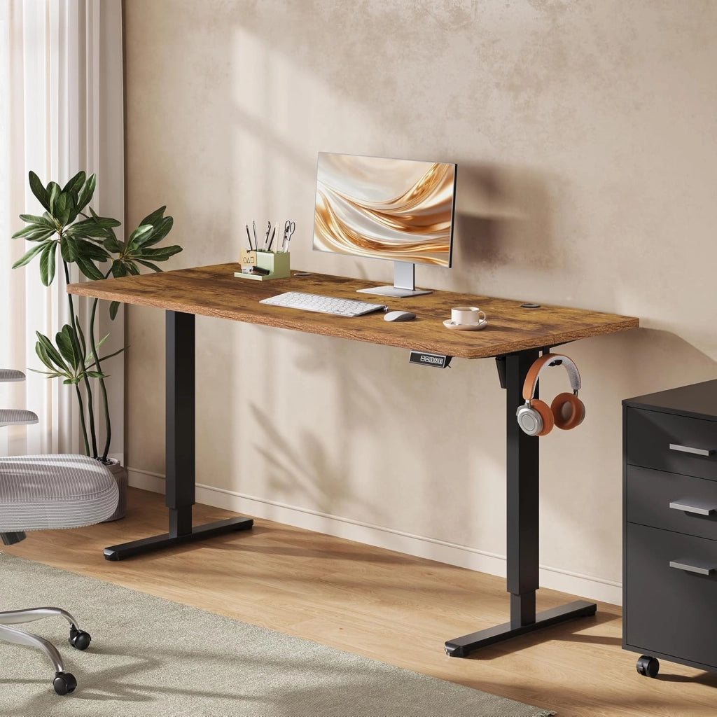 Scrivania regolabile in altezza ¨C zephmum ¨C 160x70 cm, legno, marrone