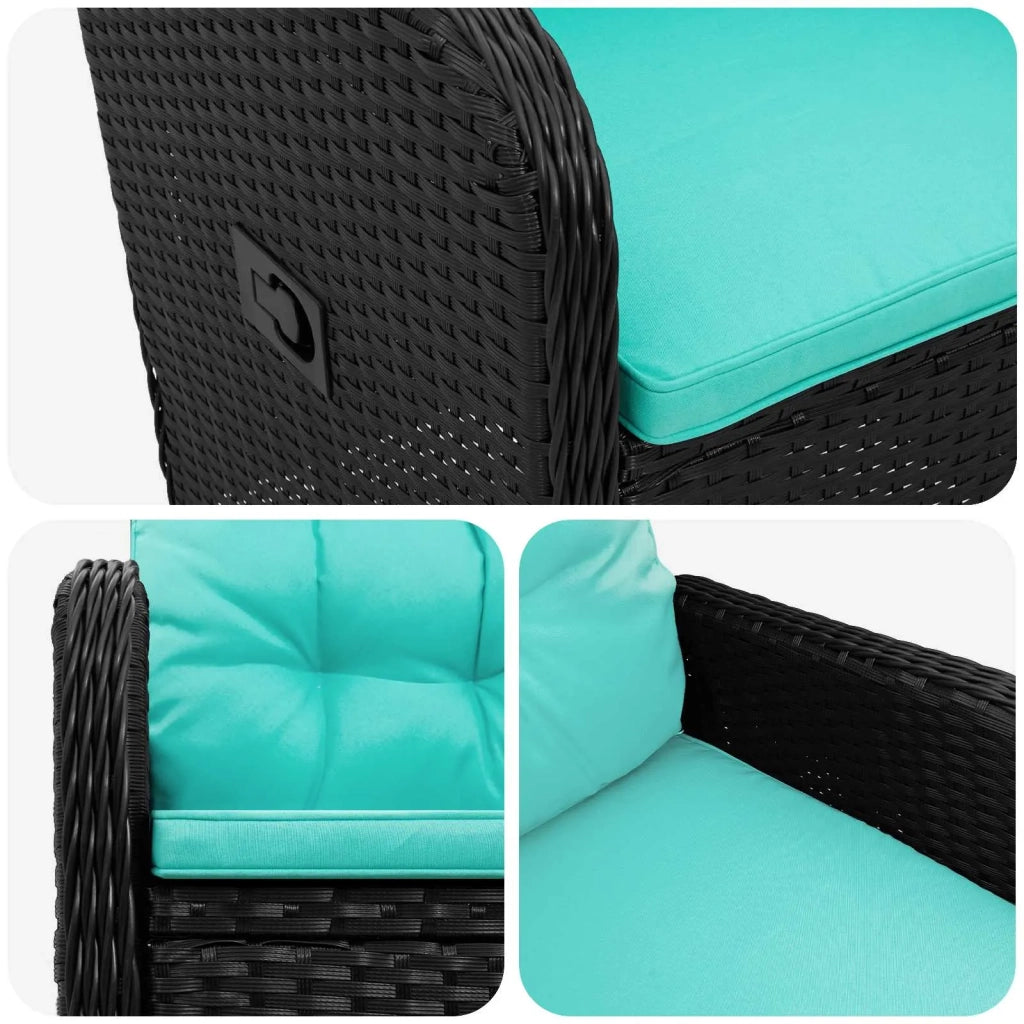 Sedia da giardino reclinabile Nero e Turchese polyrattan 42027159
