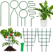 Supporto per piante in metallo per giardino - 4 pezzi con supporto per piante in plastica - 30 pezzi di corda per piante - Supporto per piante da giardino da assemblare - Trellis per piante da interni