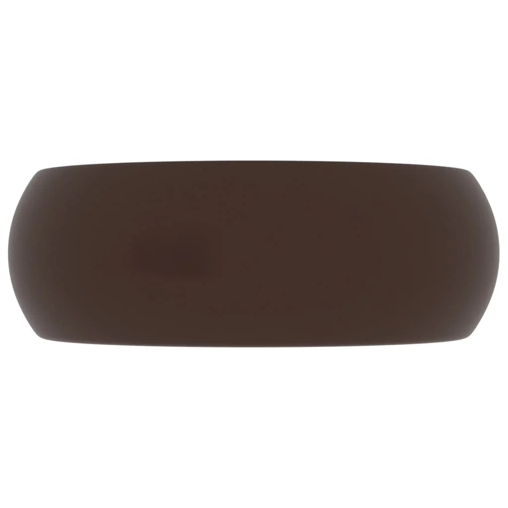Lavabo da appoggio rotondo di lusso lavabo per bagno/cucina/guardaroba 40 x 15 cm ceramica marrone scuro opaco 02_0002748