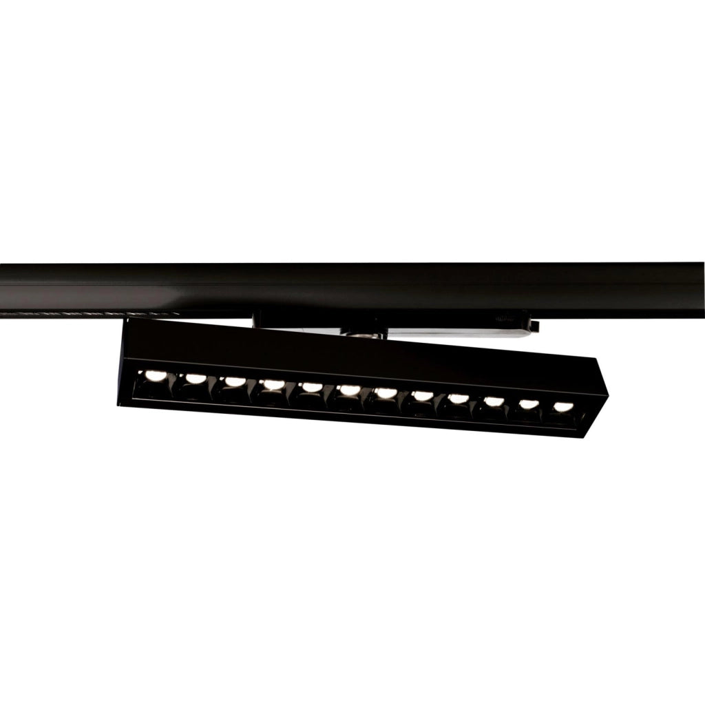 Faretto SPOT track binario trifase LED regolabile da 23W a 32W fascio stretto luce orientabile negozio vetrina 230V NERO 3000K