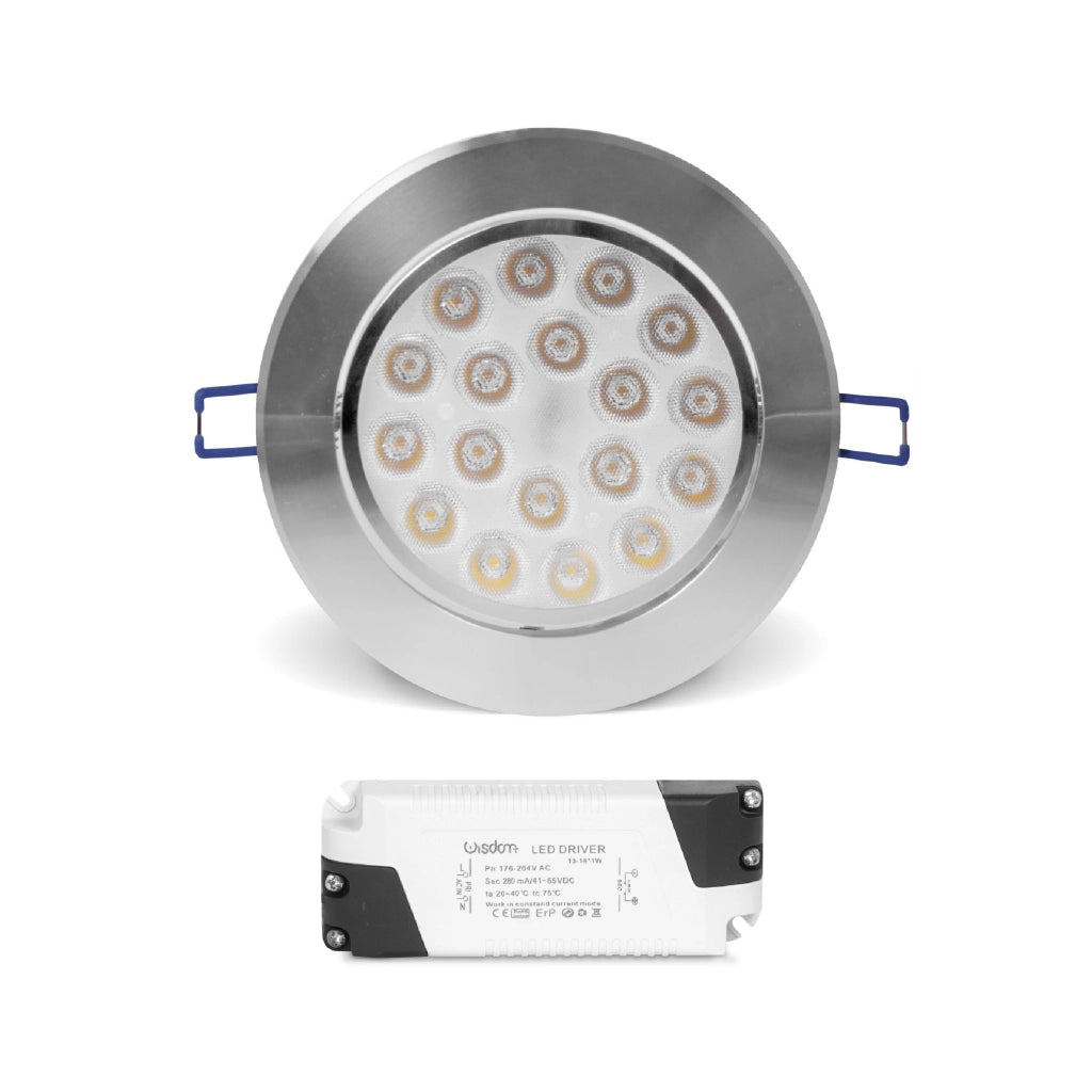 Faretto da incasso orientabile con vetro opaco 12w 6000K luce fredda