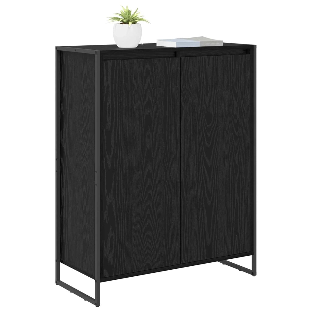 Mobile per scarpe con porta Rovere Nero 79 x 36 x 100 cm