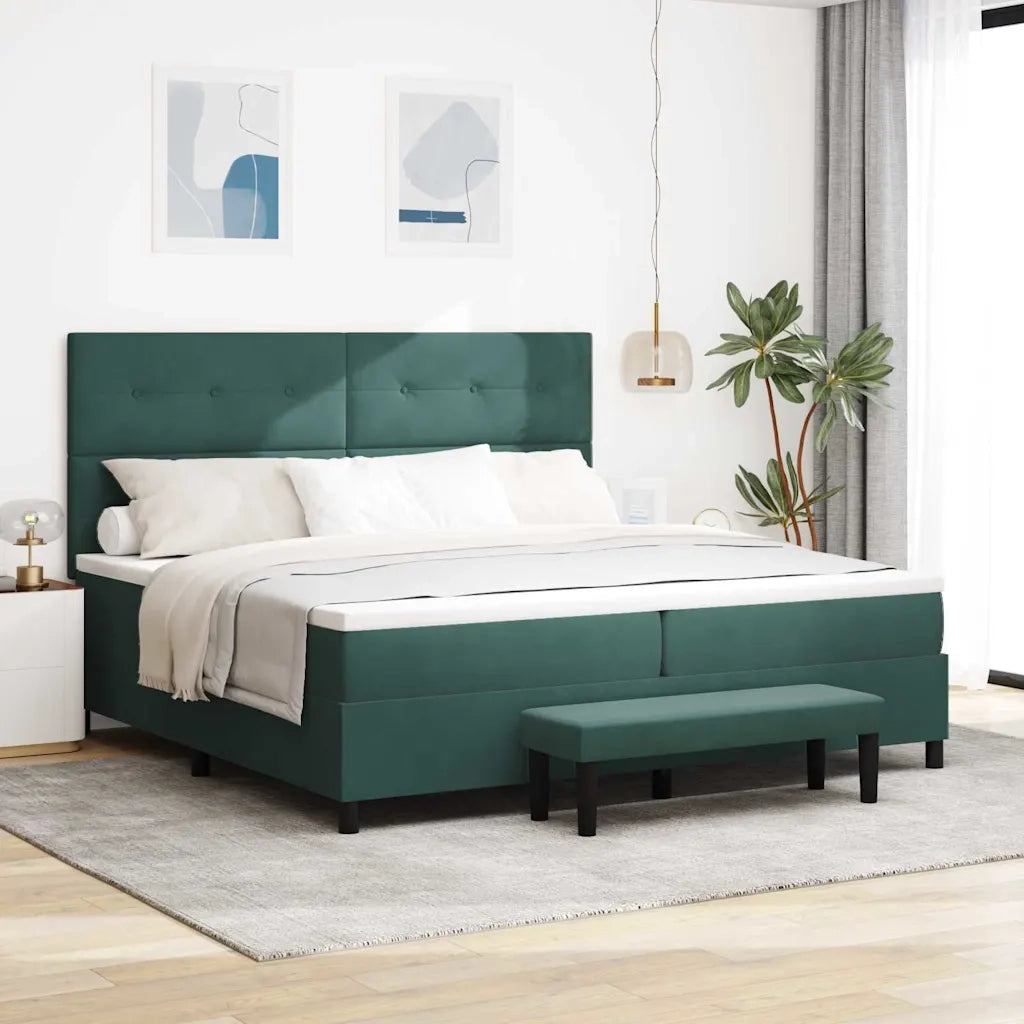 Letto a molle con materasso Verde scuro 200 x 200 cm Velluto 3344537