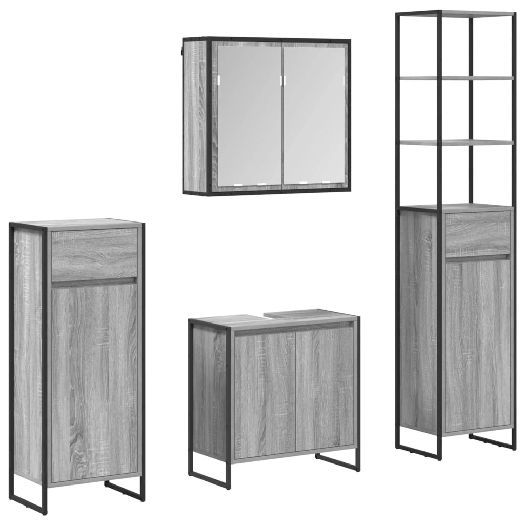 Set di mobili per il bagno Grigio Sonoma Legno multistrato