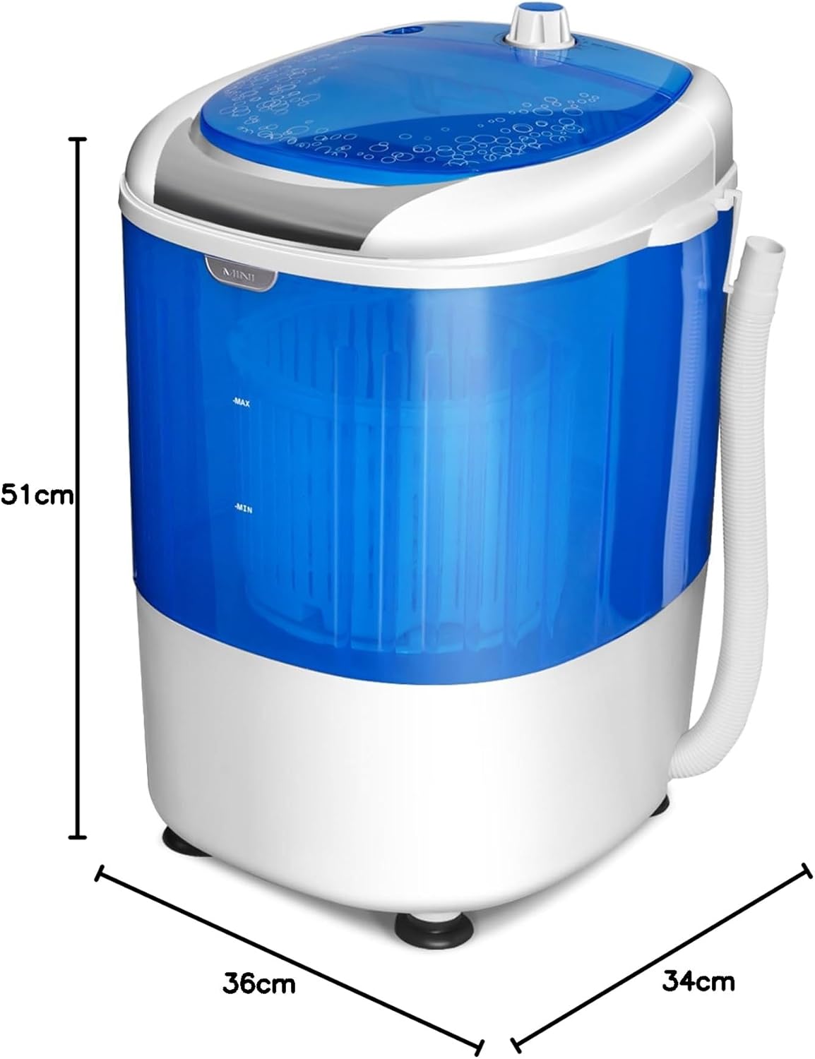 Mini Lavatrice con Centrifuga, Semi Automatico, Lavatrice Compatta Portatile con Funzione Timer, Ideale per Dormitorio e Campeggio, 2,5 kg, 170 W [Classe di efficienza energetica E]