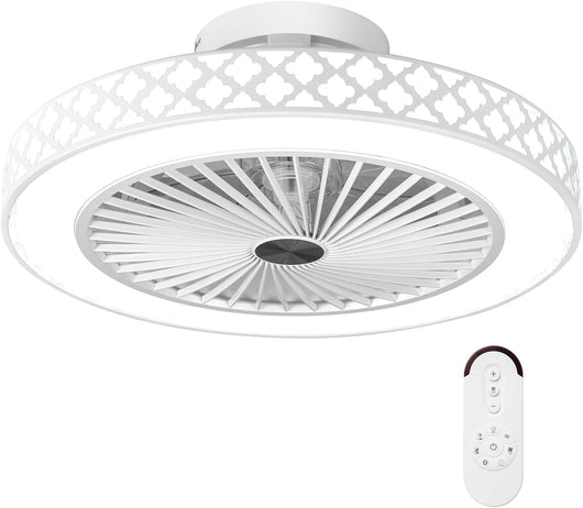 Ventilatore da Soffitto 48 cm con Luce e Telecomando, Lampadario con Ventilatore con LED Dimmerabile, 6 Velocità del Vento e Timer, Plafoniera con Ventilatore per Soggiorno, 48 x 48 x 19 cm [Classe di efficienza energetica F]