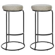 Set di 2 sedie da bar in ecopelle grigio con gambe in acciaio senza braccioli stile moderno soggiorno