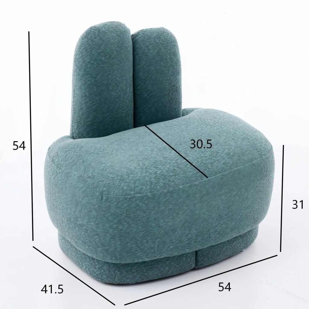 POUF A Forma di Coniglio Imbottito Verde in Tessuto, 6,2 kg