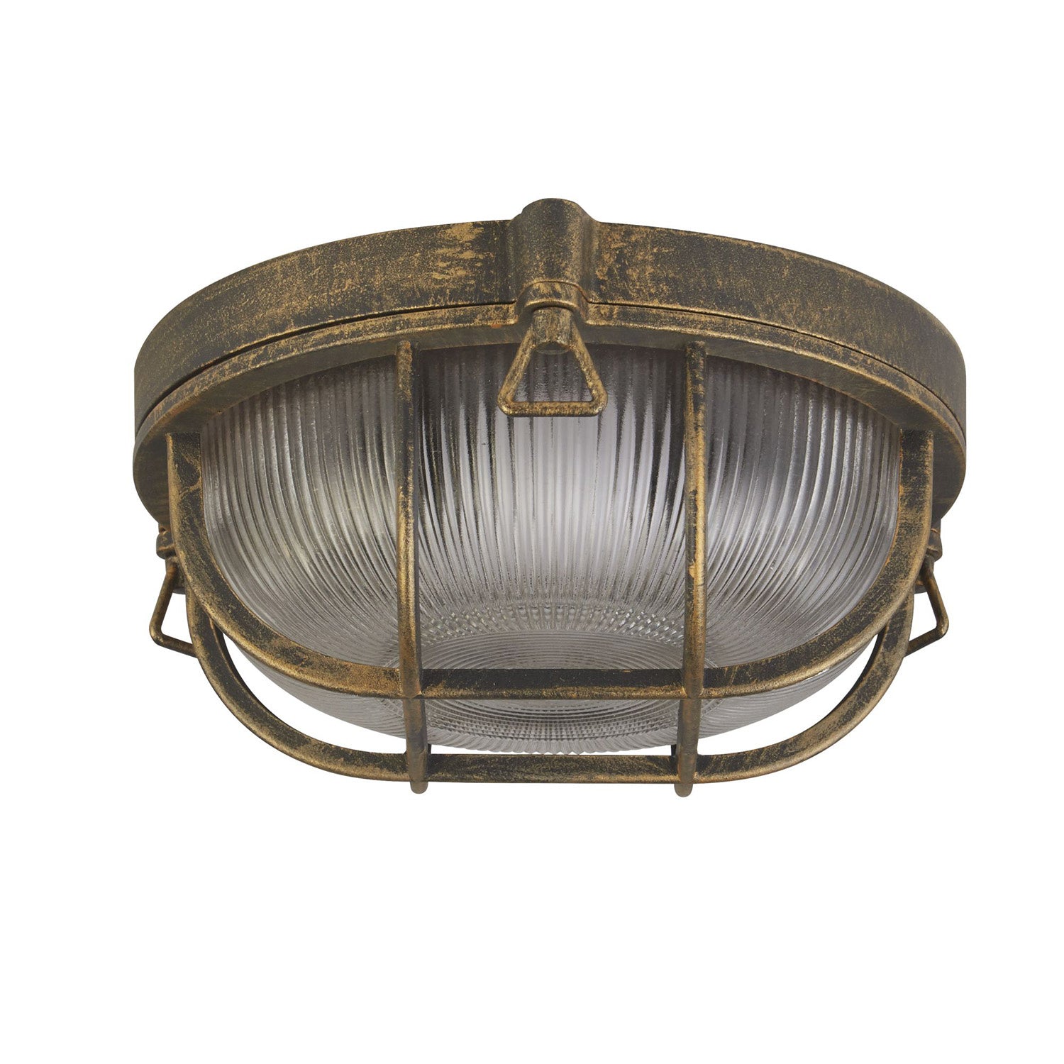 Plafoniera Esterno Vintage - Decò Paratia Alluminio Oro Trasparente 1 Luce E27