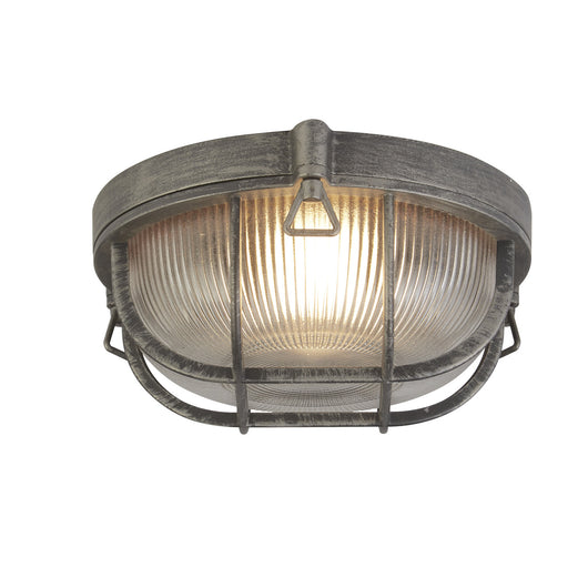 Plafoniera Esterno Vintage - Decò Paratia Alluminio Nero Argento 1 Luce E27