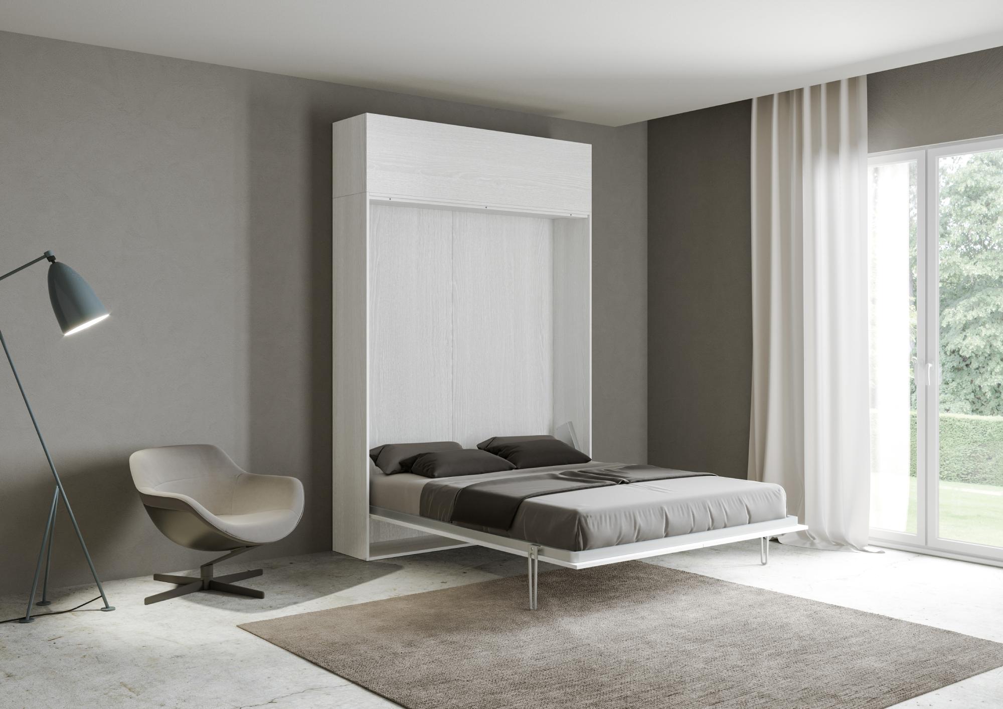 Letto 1 Piazza e Mezzo a Scomparsa Salvaspazio Kentaro H250 cm Bianco