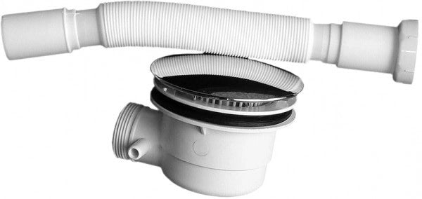 Piatto doccia semicircolare ultra slim h.5 cm acrilico bianco SMIRNE 90x90 cm,Piletta scarico esclusa