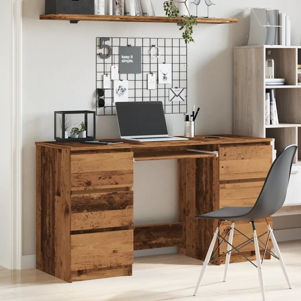 Scrivania Legno Antico 140x50x77 cm in Legno Multistrato