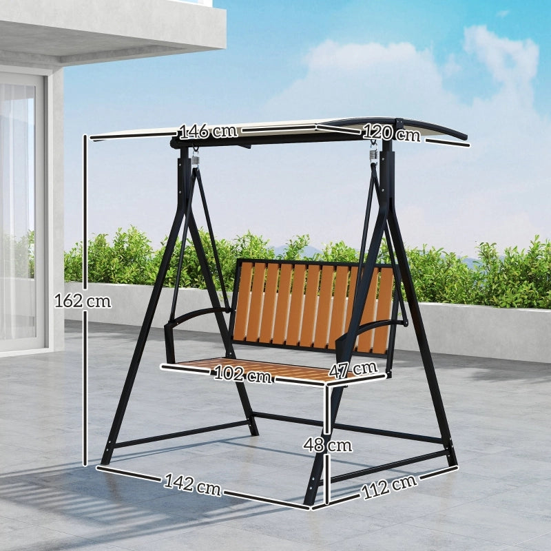 Altalena Hollywood a 2 posti con parasole regolabile resistente alle intemperie per giardino e patio nera.