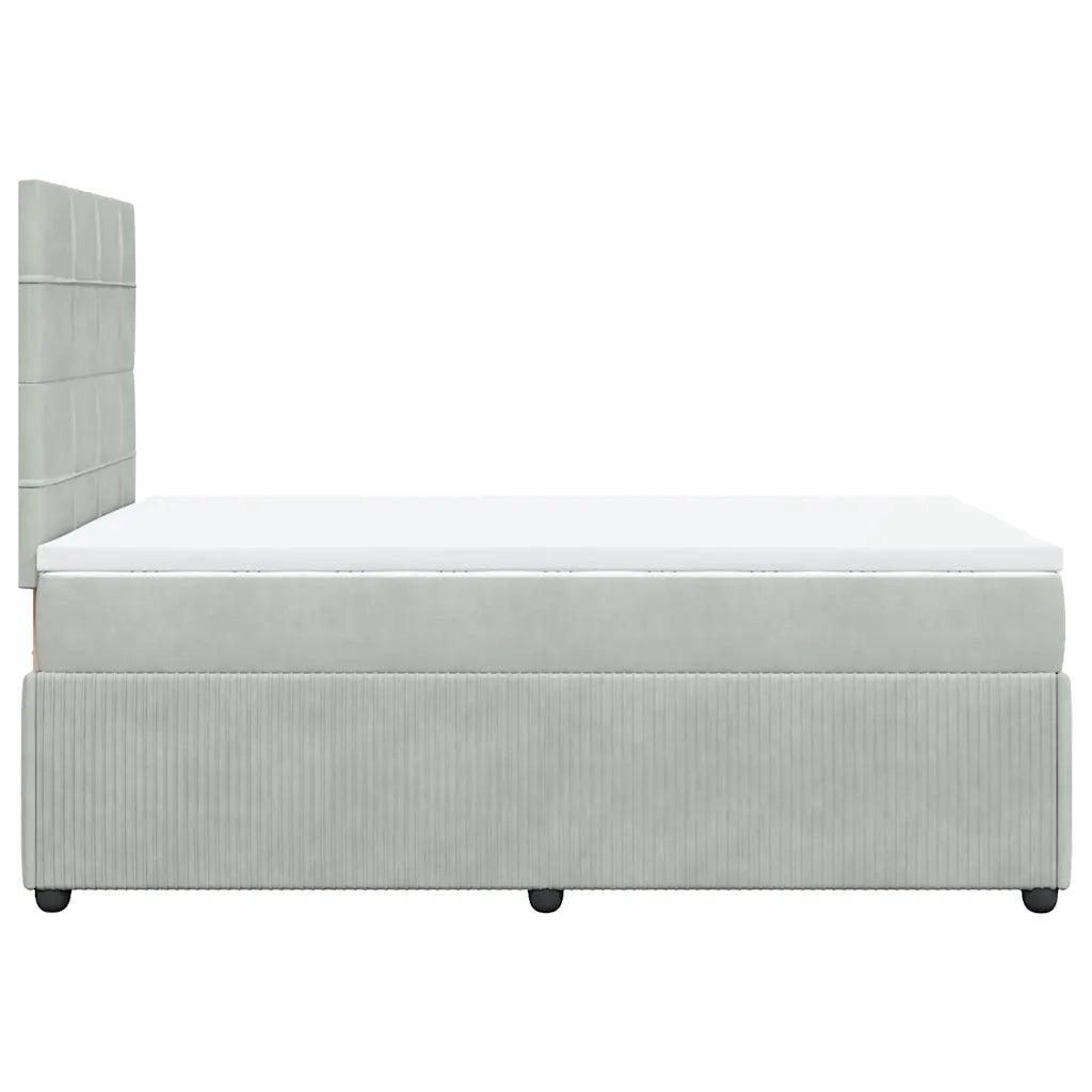 Giroletto a Molle con Materasso Grigio Chiaro 120x200cm Velluto