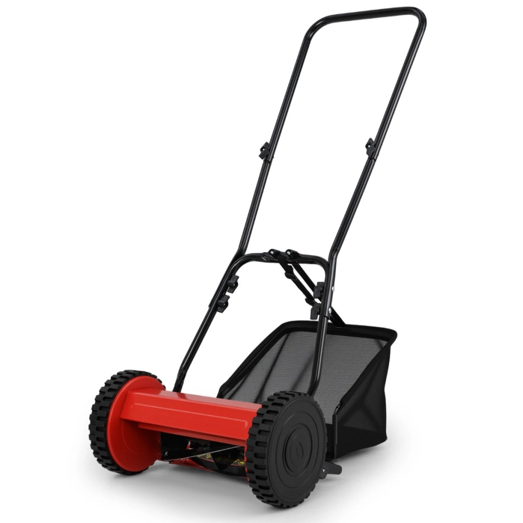 Tosaerba manuale spazzatrice per erba con larghezza di taglio di 30 cm, Altezza di taglio regolabile da 15-40 mm Rosso