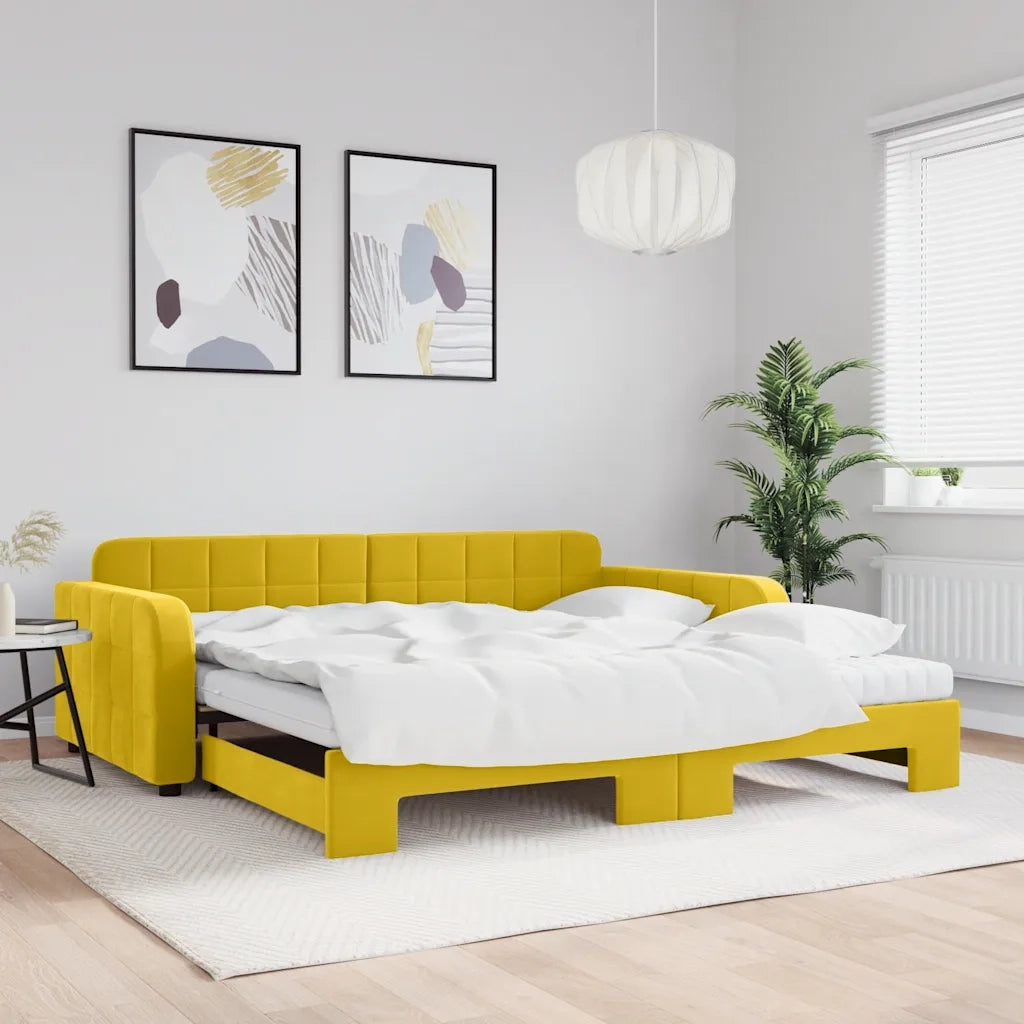 Divano Letto Estraibile con Materassi Giallo 100x200 cm Vellutocod mxl 106632
