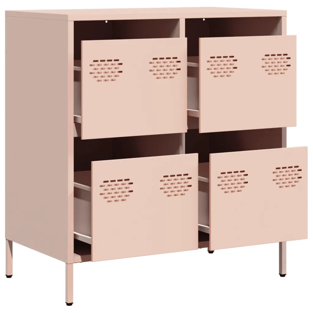 Credenza Rosa 68x39x73,5 cm in Acciaio Laminato a Freddo