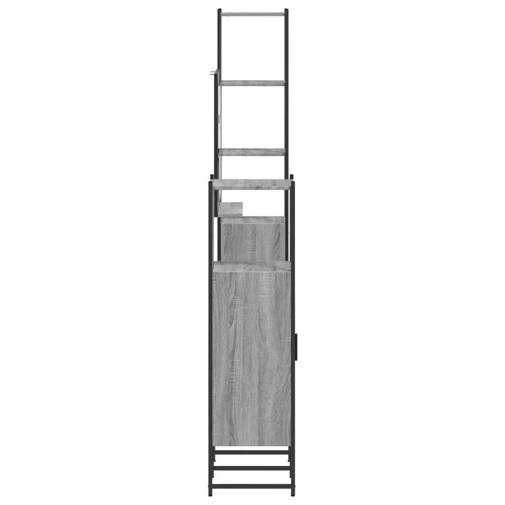 Set Mobili da Bagno 4 pz Grigio Sonoma in Legno Multistrato