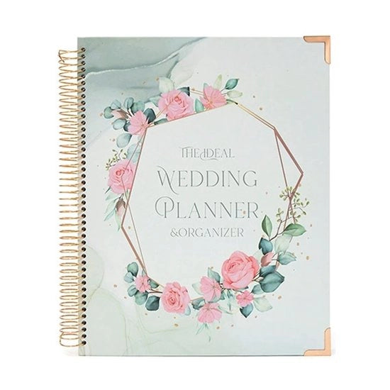 Pianificatore di Matrimonio A4 - Copertina Rigida - Libro di Pianificazione di Matrimonio - 176 pagine - Checklist di Controllo dopo 12 mesi - Calendario Mensile - Protezione Angolare Metallica - Libro di Matrimonio