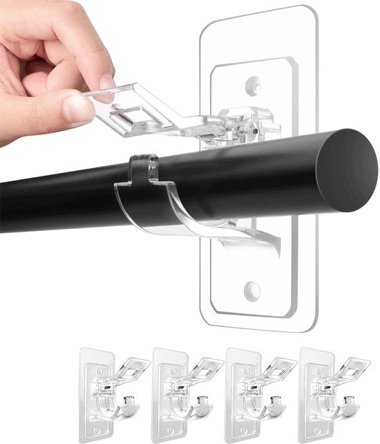 Pacchetto di 4 beugoli per tenda senza perforazione, - beugoli per tenda autoadesivi - multifunzionali beugoli per tenda autoadesivi senza spicchi - appendi tenda per bagno, camera da letto, soggiorno
