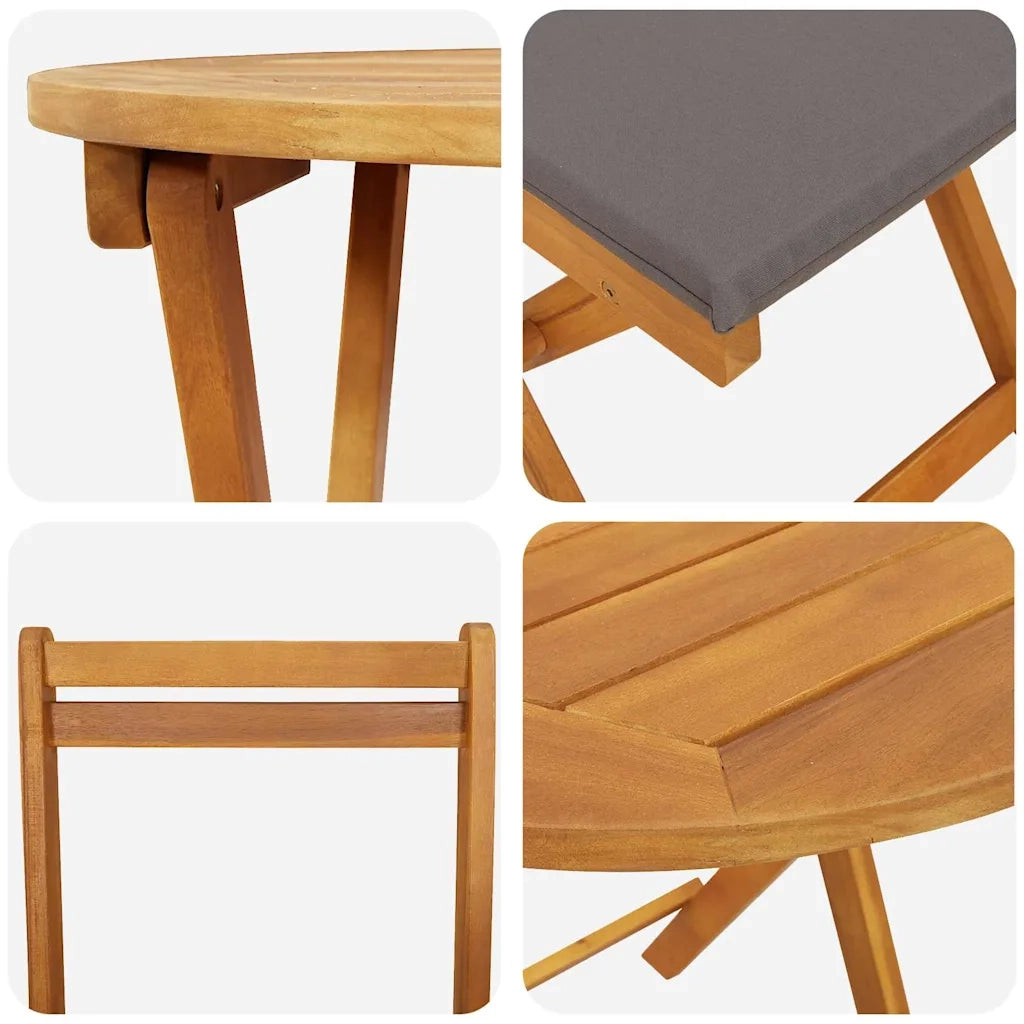 Set da Pranzo per Giardino con cuscino 3 pz | Set Salotto da Giardino Olio Naturale