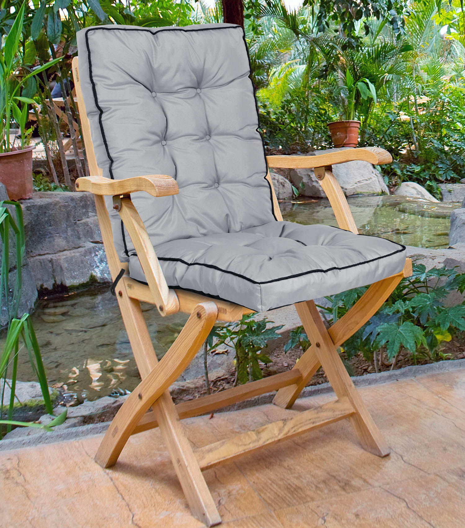 AIO FACTORY Cuscino per sedia da giardino 50x50x80 cm impermeabile grigio scuro
