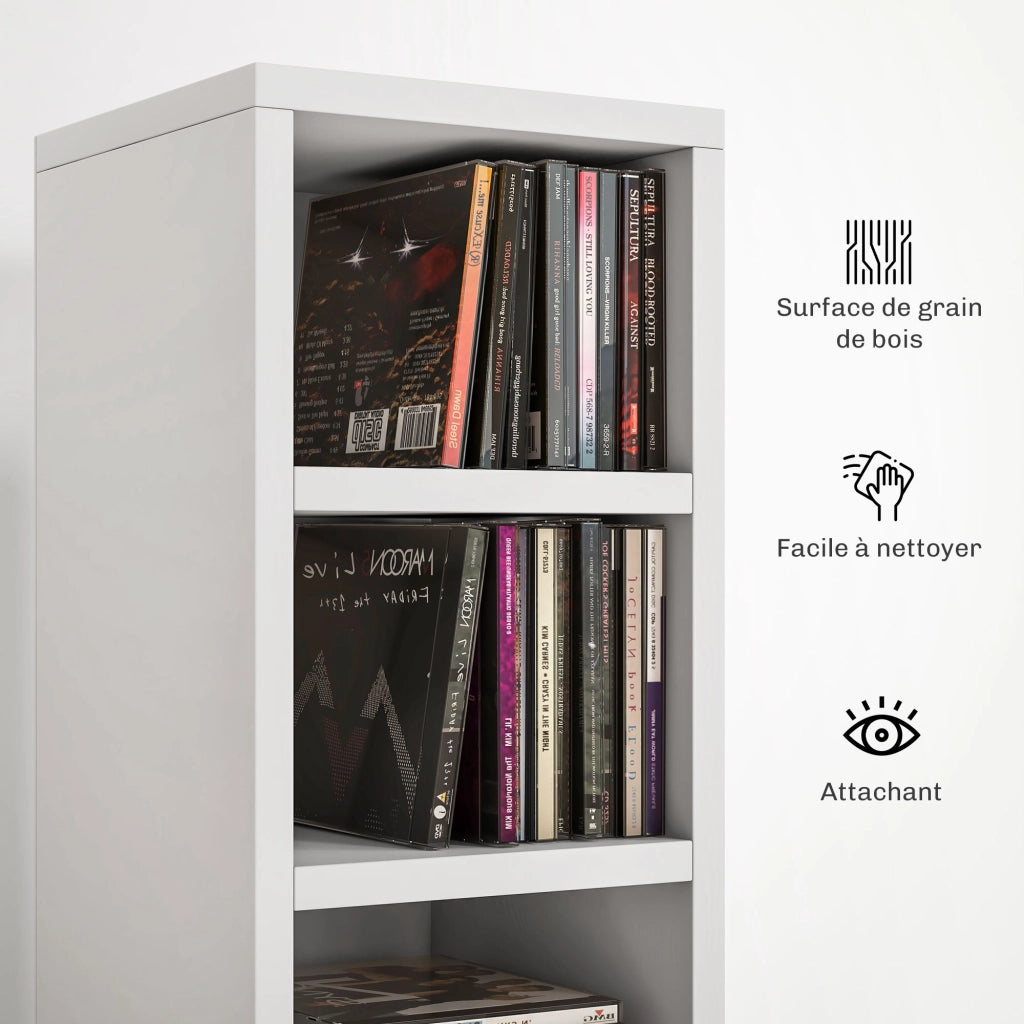 Mobile Porta CD DVD con 12 Scomparti ¨C Xylo ¨C Bianco 21x20x175 cm