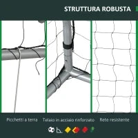 Porta da Calcio Grigia 240x85x160 cm con Viti e Picchetti inclusi, in PE e Metallo