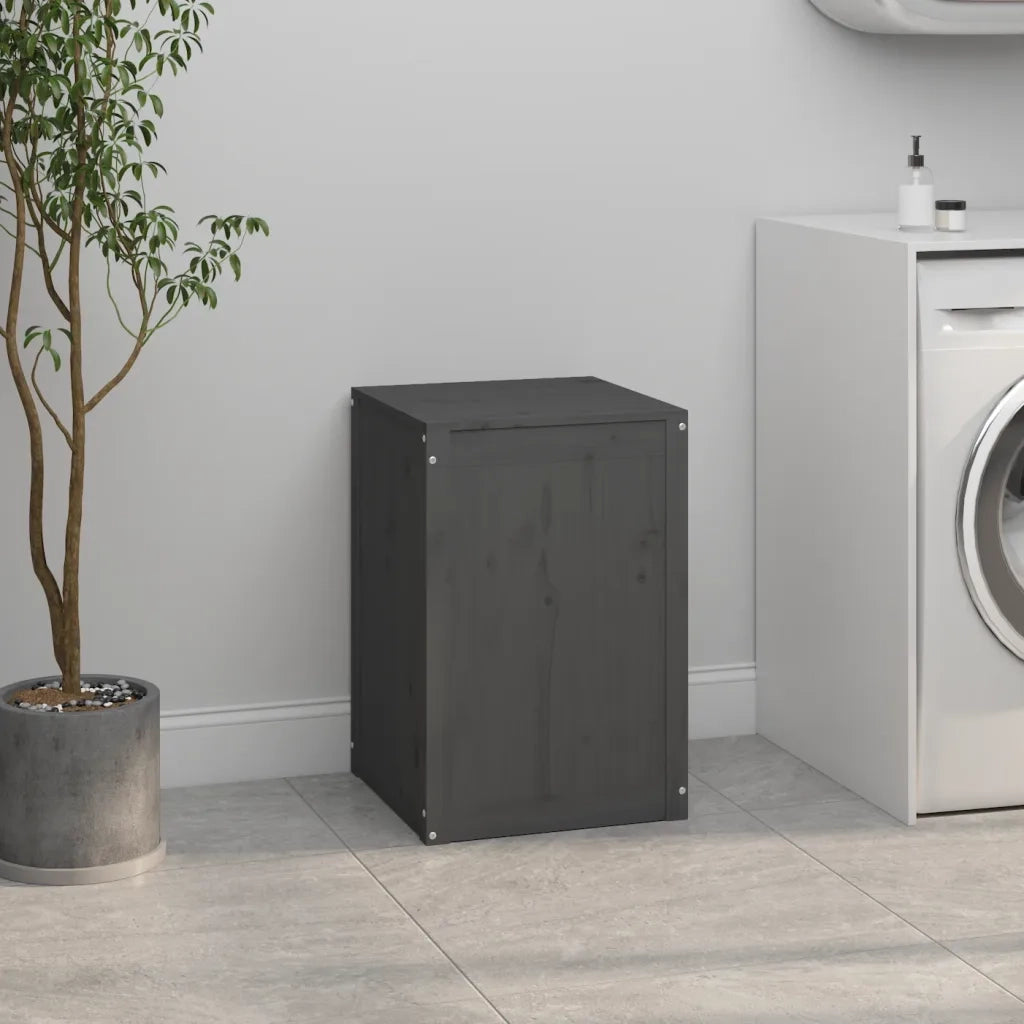 Contenitore per Bucato Grigio 44x44x66 cm Legno Massello Pino 823566