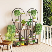 Sistema di Pianta in Acciaio per Interno: Supporto per Piante con 2 Ganci Pendenti, Vaso per Fiori in Metallo con 6 Nivele, Decorazione per Balcone e Salotto - 165 x 112 x 28 cm