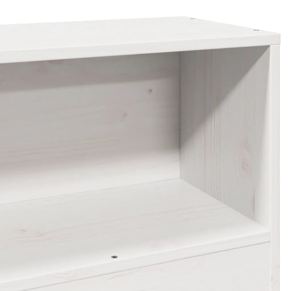 Testiera con Ripiani-Testata contenitore Bianca 75 cm in Legno Massello di Pino 882090