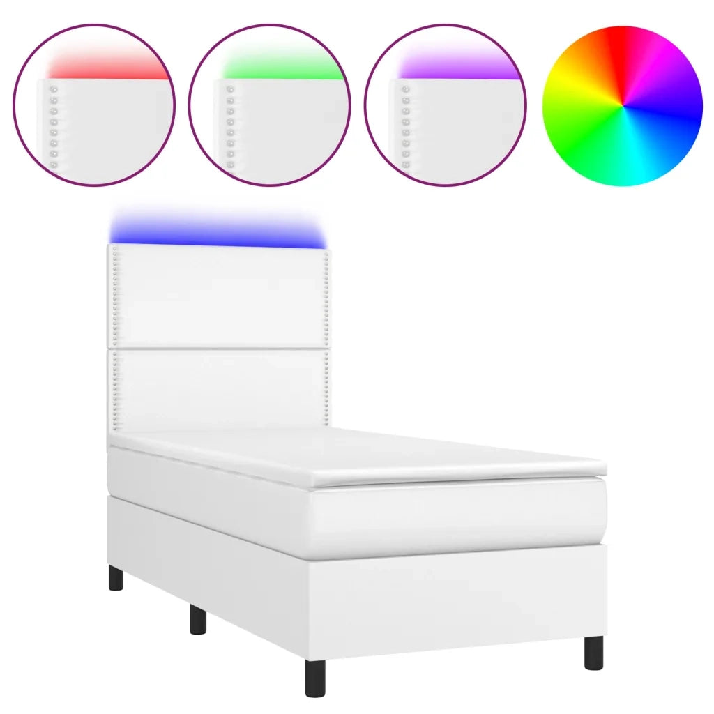 Giroletto Molle con Materasso e LED Bianco 100x200cm Similpelle 3135868