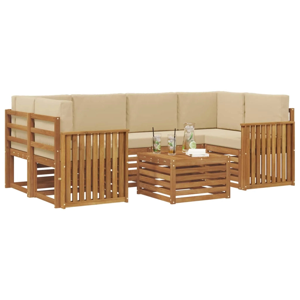 Set di divani da esterno con cuscino 7 pcs Naturale e Beige