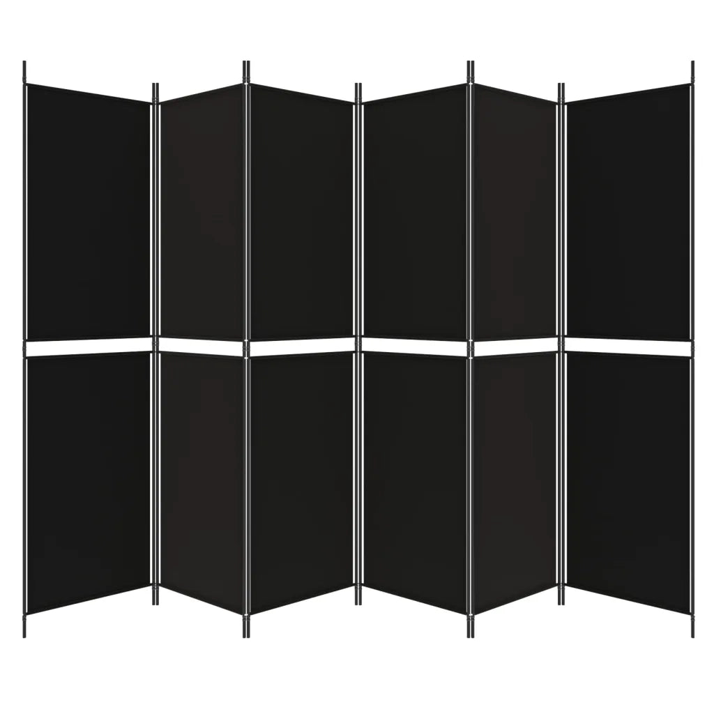 Divisorio a 6 Pannelli Nero 300x200 cm in Tessuto 350241