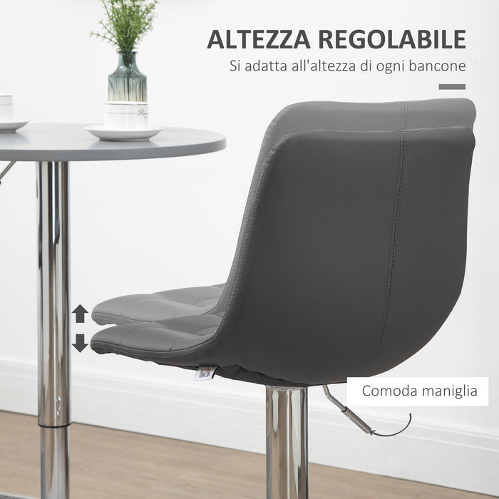 Set 2 Sgabelli con Schienale 42x45x89-110 cm in Similpelle Grigio