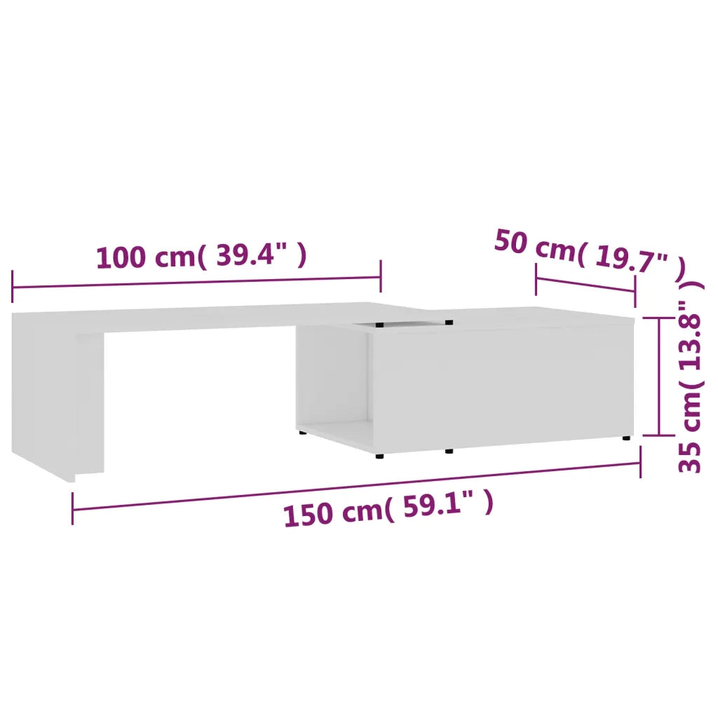 Tavolino da salotto | Tavolino da caff¨¨ | Tavolino da Soggiorno Bianco 150x50x35 cm in Legno Multistrato