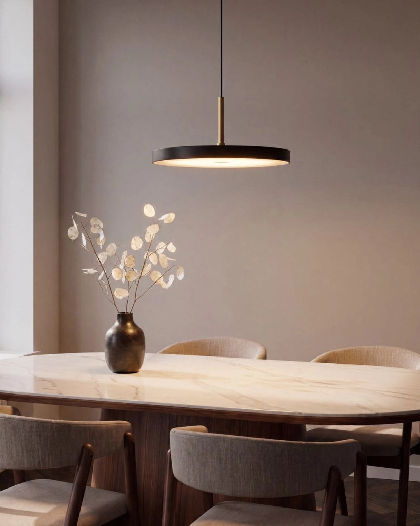 Lampadario a LED in acciaio nero stile moderno, per ufficio e sala da pranzo