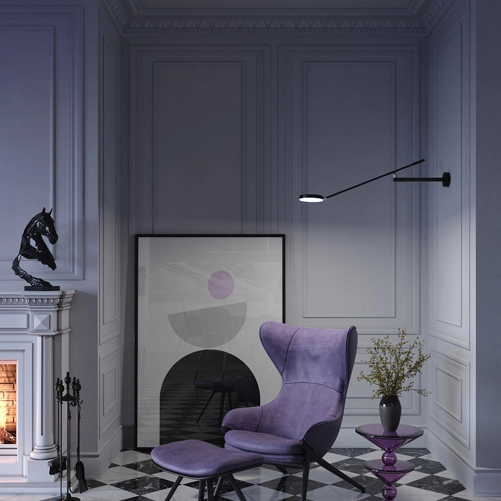 Maytoni Applique moderno Fad 1 luce LED integrato nero metallo diffusore acrilico