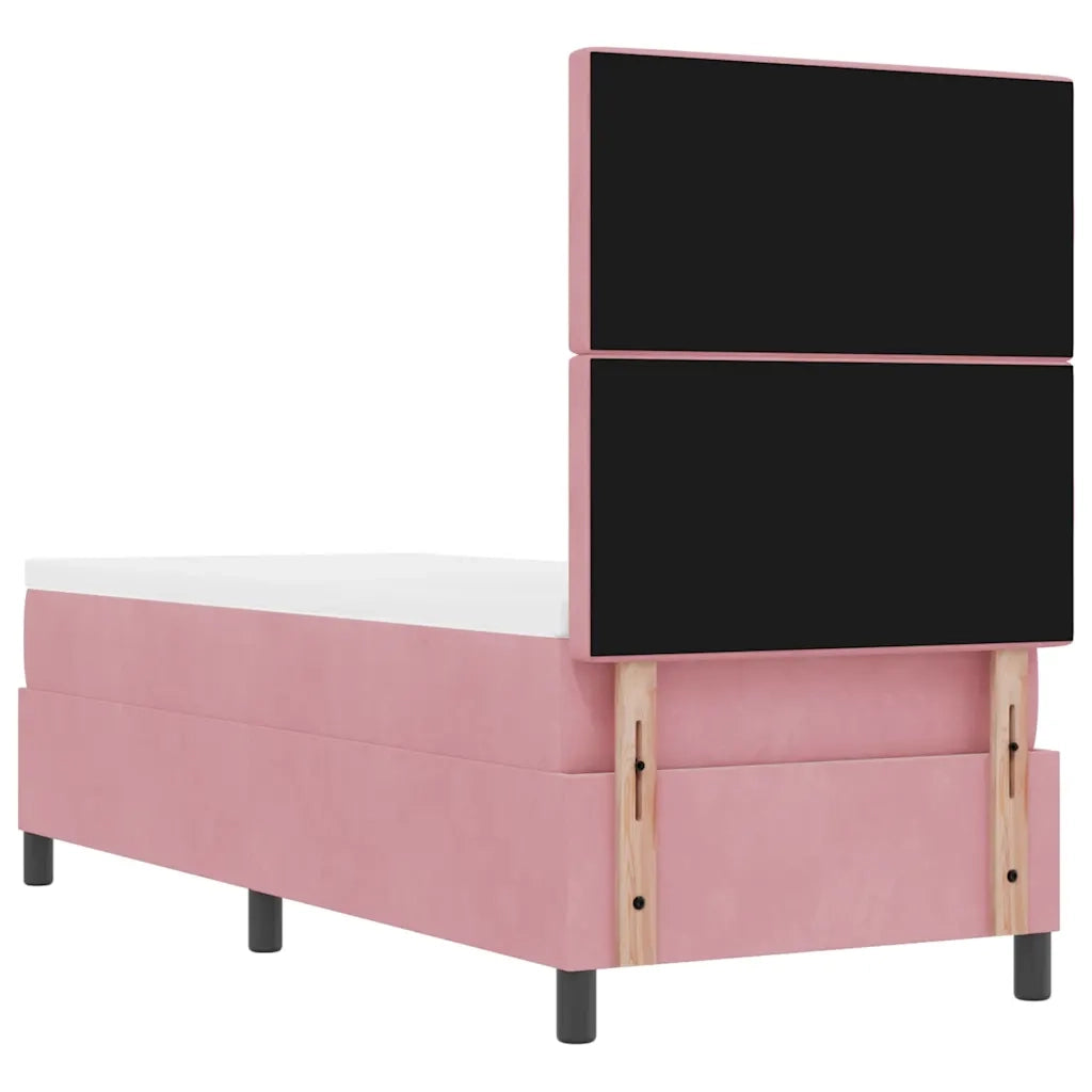 Letto a molle con materasso Rosa 80 x 200 cm Velluto 3339733