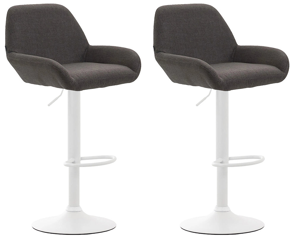 Set 2 Sgabelli Braga in tessuto grigio scuro,bianco