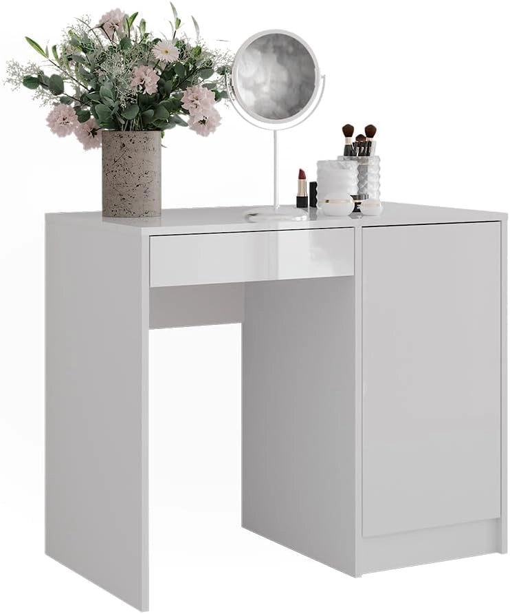 Tavolo da toeletta Sherry, Bianco/bianco lucido, 89.8 cm