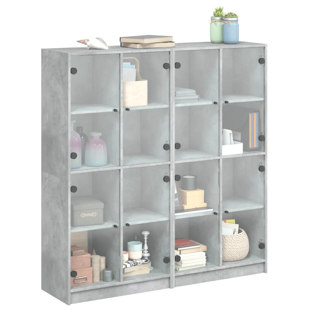 Libreria Ante-Scaffale per Libri-Mobile di Stoccaggio Grigio Cemento 136x37x142 cm in Legno Multistrato 673652