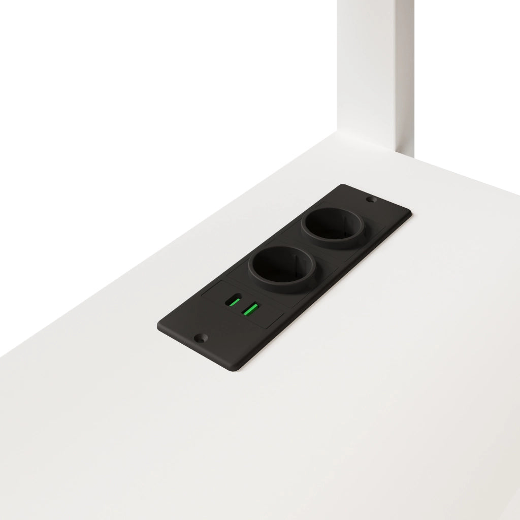 Letto a soppalco in legno 90 × 200 cm con scrivania, illuminazione LED, scala con contenitore, USB, senza materasso, bianco