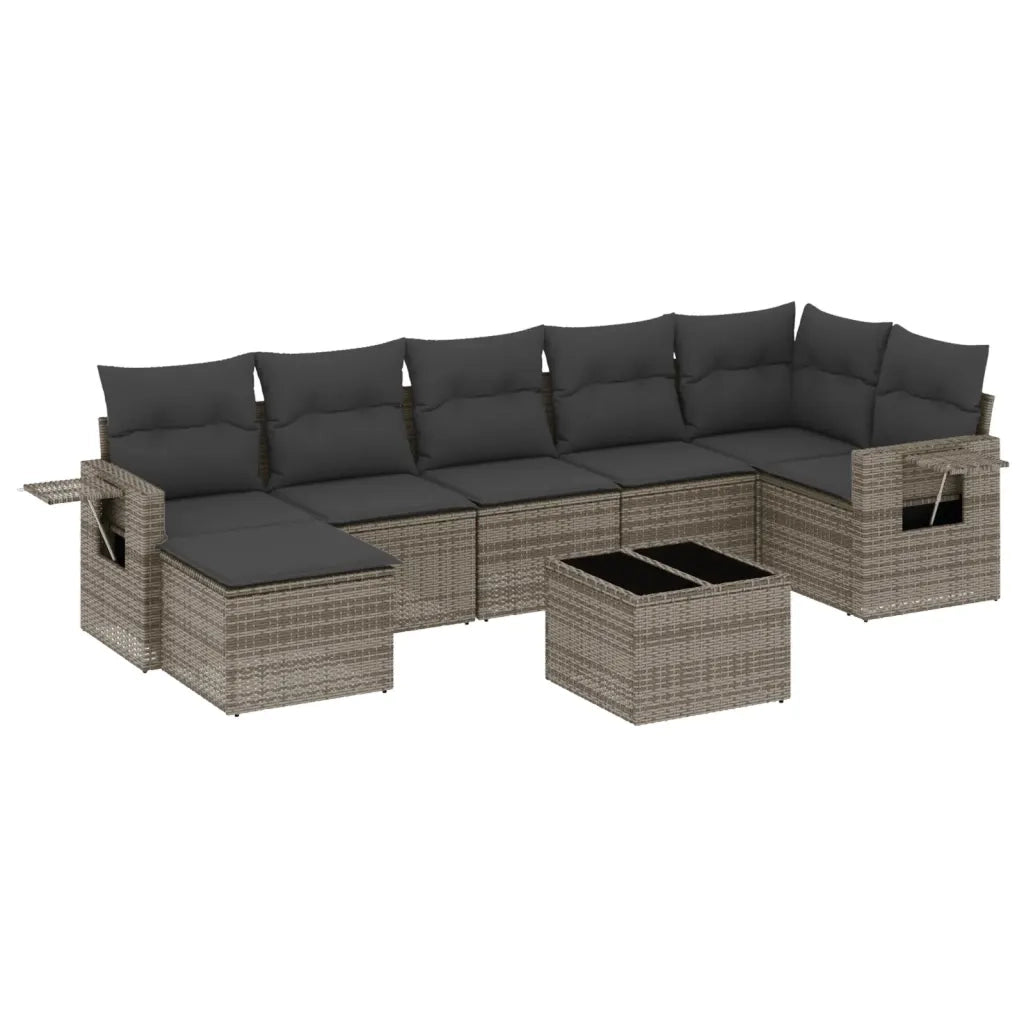 Set Divano da Giardino 8 pz con Cuscini Grigio in Polyrattan 3252827