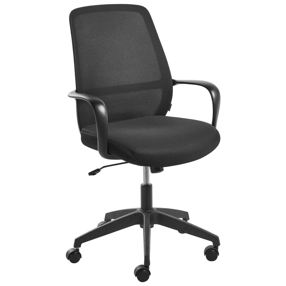 Sedia da ufficio in tessuto nero con rivestimento in rete girevole per scrivania computer seduta regolabile schienale reclinabile