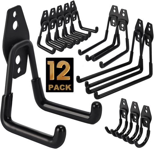 Hanger per scala - Carico pesante - 12 pezzi - Autoadesivo - Organizzazione garage - Attrezzatura giardino - Scala - Resistente all'ossidazione - Hanger per scala