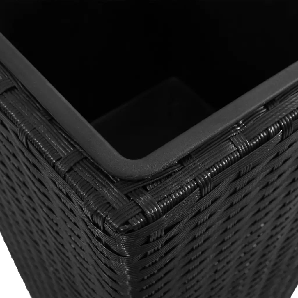 Fioriere | Cassetta per fiori | Letti Rialzati da Giardino 3 pz in Polyrattan Nero