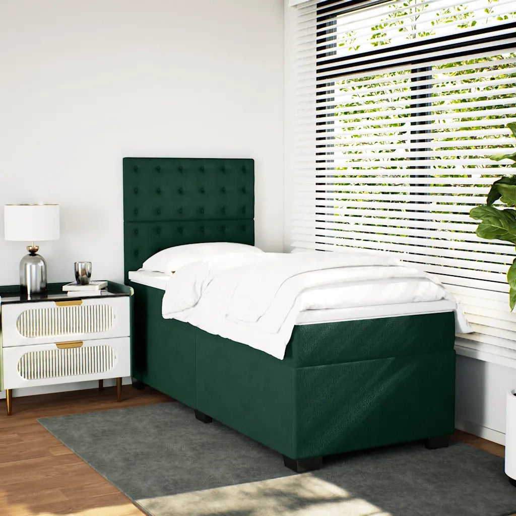 Giroletto a Molle con Materasso Verde Scuro 100x200 cm Velluto
